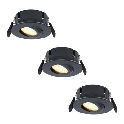 Set van 3 Napels LED inbouwspots Extra Plat (39mm) - 360° Kantelbaar - 8 Watt 570 Lumen - Dimbaar - IP65 Waterdicht voor Badkamer, binnen en buiten - Zwart Set van 3 Napels LED inbouwspots Extra Plat (39mm) - 360° Kantelbaar - 8 Watt 570 Lumen - Dimbaar - IP65 Waterdicht voor Badkamer, binnen en buiten - Zwart