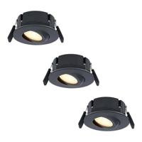 Set van 3 Napels LED inbouwspots Extra Plat (39mm) - 360° Kantelbaar - 8 Watt 570 Lumen - Dimbaar - IP65 Waterdicht voor Badkamer, binnen en buiten - Zwart - thumbnail