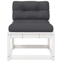 Tuinbank met kussens massief grenenhout wit - thumbnail