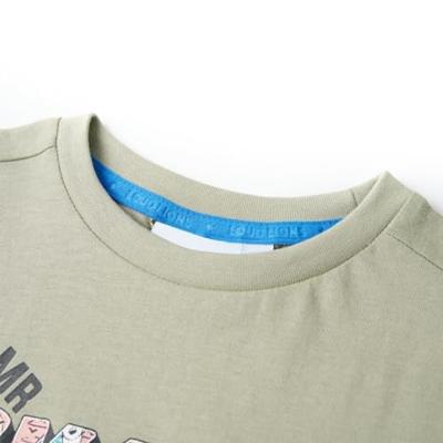 Kindershirt skateprint 92 lichtkakikleurig