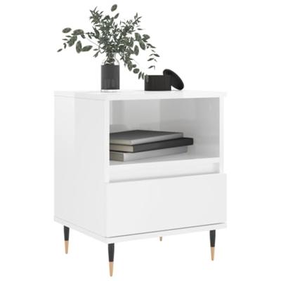 Nachtkastjes 2 st 40x35x50 cm bewerkt hout hoogglans wit