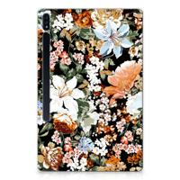 Siliconen Hoesje voor Samsung Galaxy Tab S7 Plus | S8 Plus Dark Flowers - thumbnail