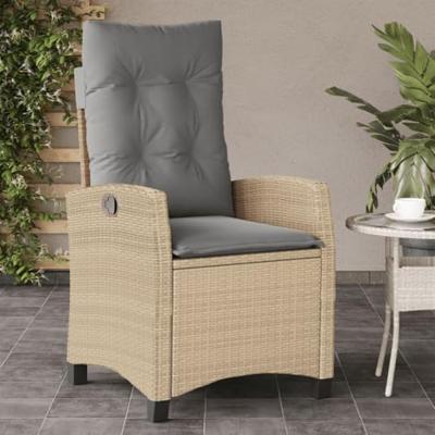 Tuinstoelen 2 st verstelbaar kussens poly rattan gemengd beige Tuinstoelen 2 st verstelbaar kussens poly rattan gemengd beige