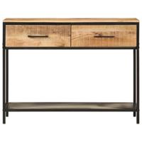 Wandtafel 100x35x76 cm massief mangohout en ijzer - thumbnail