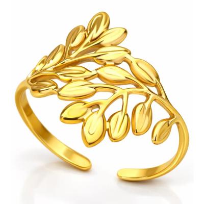 LGT JWLS Dames Ring One Size Goudkleurig Blad