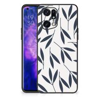 OPPO Find X5 Pro Bloemen Hoesje Leaves Blue - thumbnail