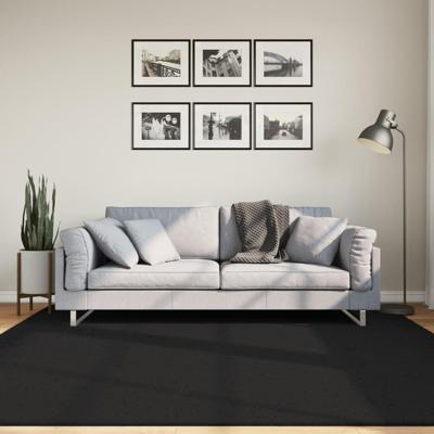 Vloerkleed HUARTE laagpolig zacht wasbaar 200x200 cm zwart Vloerkleed HUARTE laagpolig zacht wasbaar 200x200 cm zwart