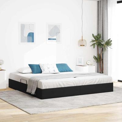 Opslag bed met matras met hoofdeinde Zwart 200 x 200 cm Fluweel