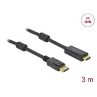Delock 85957 DisplayPort-kabel DisplayPort / HDMI Aansluitkabel DisplayPort-stekker, HDMI-A-stekker 3 m Zwart Vergulde steekcontacten, 4K UHD - thumbnail