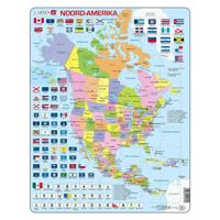 Selecta Larsen legpuzzel kaart noord, amerika met staten en vlaggen, 70st. - thumbnail