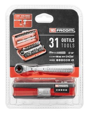 Facom Bitset 1/4" met Compacte Ratel en Bithouder - 31-delig - R.PEJ31PB - thumbnail