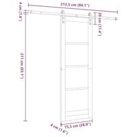 Schuifdeur met beslag 73,5x211 cm massief grenenhout - thumbnail