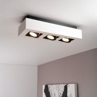 Pollux bianco III by LUSENZ - Rechthoekige 3-lichts plafondlamp met richtbare spots, mat witte coating en zwart interieur - thumbnail