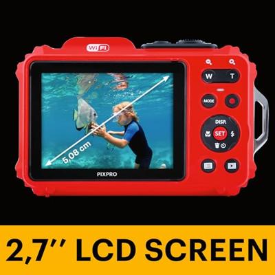 KODAK Pixpro WPZ2 Pack + 2 batterijen + 1 SD-kaart – compacte digitale camera 16 m pixels, waterdicht tot 15 m, schokbestendig, video 720p, LCD-display 2,7 – Li-Ion-batterij – rood