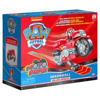PAW Patrol , Moto Pups Marshall Deluxe terugtrekmotor met wheelie-functie en figuur