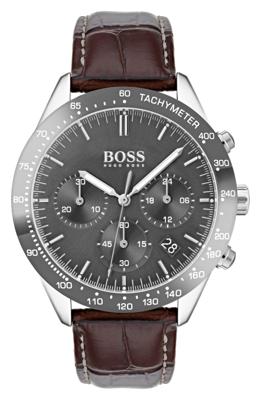 Hugo Boss 1513598 Talent chronograaf horloge met leren band, 42 mm in zwart/bruin Hugo Boss 1513598 Talent chronograaf horloge met leren band, 42 mm in zwart/bruin
