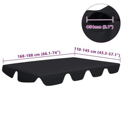 Vervangingsluifel voor schommelbank 188/168x110/145 cm zwart