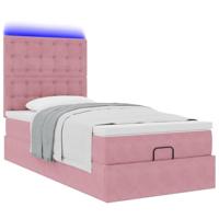 Ottoman bed met matrassen en LED's 100x200cm fluweel roze - thumbnail