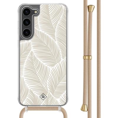 Samsung Galaxy S23 Plus hoesje met beige koord - Palm leaves beige Samsung Galaxy S23 Plus hoesje met beige koord - Palm leaves beige