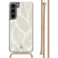 Samsung Galaxy S23 Plus hoesje met beige koord - Palm leaves beige - thumbnail