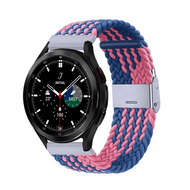 Braided nylon bandje - Blauw / roze - Samsung Galaxy Watch 4 Classic - 42mm / 46mm - thumbnail