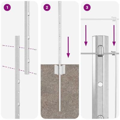 VidaXL Hek met paal zilver 1,4 x 25 m staal