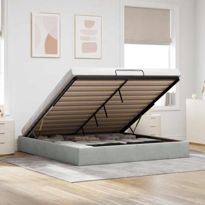 Ottoman bedframe zonder matras 180x200 cm fluweel lichtgrijs