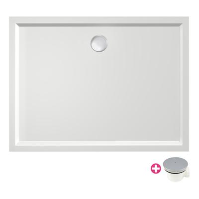 Douchebak Xenz Mariana | 120x100x4 cm | Incl.Afvoersifon-Chroom | Acryl | Rechthoekig | Wit glans