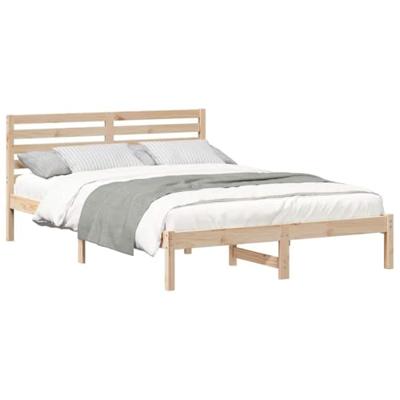 Bedframe met hoofdeinde Bruin 140 x 220 cm Massief grenenhout