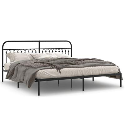 Bedframe met hoofdbord metaal zwart 193x203 cm Bedframe met hoofdbord metaal zwart 193x203 cm