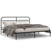 Bedframe met hoofdbord metaal zwart 193x203 cm - thumbnail