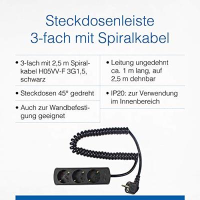 AS Schwabe 11432 Stekkerdoos Zwart Randaarde stekker 1 stuk(s)