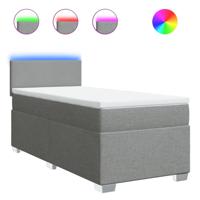 Boxspring met matras stof lichtgrijs 120x190 cm - thumbnail
