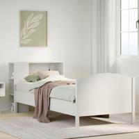 Bed met boekenkast zonder matras grenenhout wit 100x200 cm - thumbnail