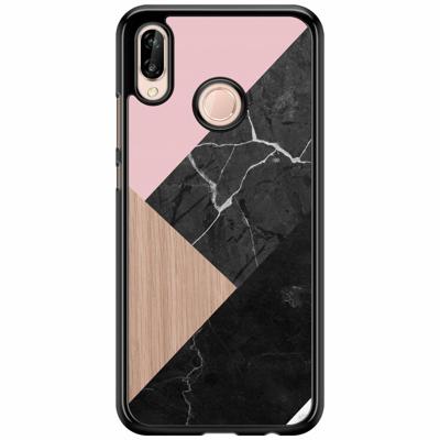 Huawei P20 Lite hoesje - Marble wooden mix