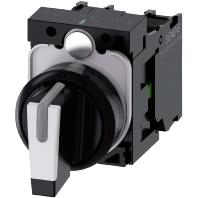 Siemens 3SU11002BM601NA0 3SU1100-2BM60-1NA0 Knevelschakelaar Kunststof frontring Zwart, Wit 2 x 45 ° 1 stuk(s)