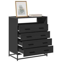 Ladekast 70x41x83,5 cm bewerkt hout zwart - thumbnail