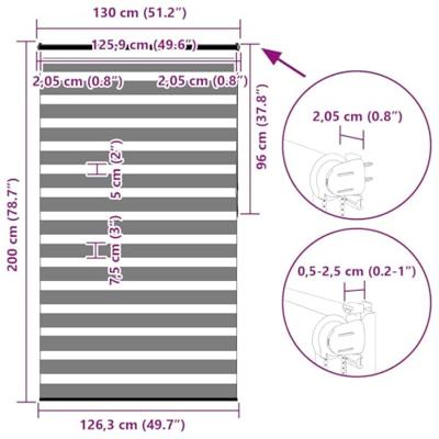 VidaXL Zebra rolgordijn 130x200 cm stofbreedte 125,9 cm zwart VidaXL Zebra rolgordijn 130x200 cm stofbreedte 125,9 cm zwart