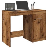 Bureau 100x50x76 cm bewerkt hout oud houtkleurig - thumbnail