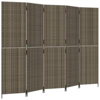 Kamerscherm 5 panelen poly rattan grijs - thumbnail