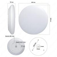 LED Bulkhead - Diameter 30cm - 18 Watt 2100 lumen - 6500K daglicht wit - IP65 waterdicht - Vandalismeproof - Met noodaccu - Voor binnen en buiten - Wit - thumbnail