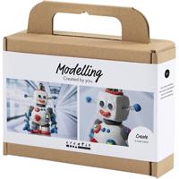 Creativ Company Mini hobbyset boetseren, robot, blauw, grijs, rood, 1 doos - thumbnail