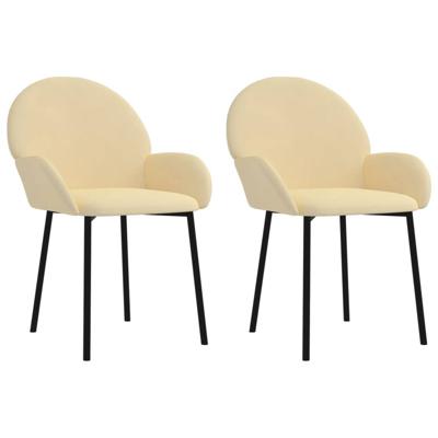 Eetkamerstoelen 2 st fluweel crmekleurig