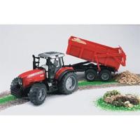Bruder Massey Ferguson 7480 met aanhanger - thumbnail
