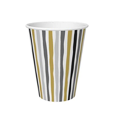 Bekers karton Stripes Black & Gold 24 Cl 10 Stuks Bekers karton Stripes Black & Gold 24 Cl 10 Stuks