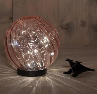Glazen Bol Roze 15 x 18 cm Met Steker solar Anna's Collection - Annas collection