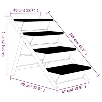 Hondentrap 105x47 cm massief vurenhout grijs - thumbnail