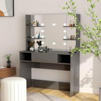 Kaptafel met LED-verlichting 100x40x135 cm MDF glanzend grijs - thumbnail