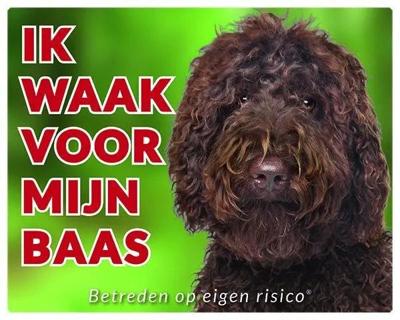 Labradoodle Waakbord - Ik waak voor mijn baas bruin Labradoodle Waakbord - Ik waak voor mijn baas bruin
