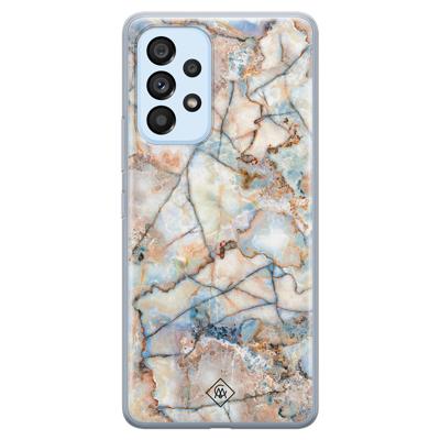 Samsung Galaxy A33 siliconen hoesje - Marmer bruin blauw